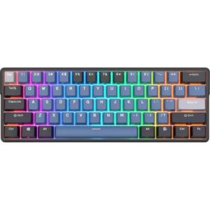 TECLADO MECANICO WIRELESS ROYAL KLUDGE RK61PLUS RGB/60%/TRI MODE/S.CYAN SWITCH LINEAR/BLUE