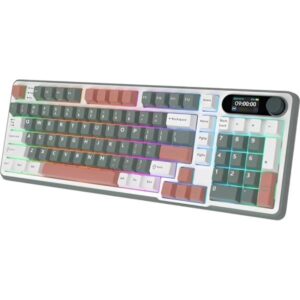 TECLADO MECANICO WIRELESS ROYAL KLUDGE RKS98 RGB/96%/TRI MODE/CHARTREUSE SW(LINEAR)/ING/BLAC